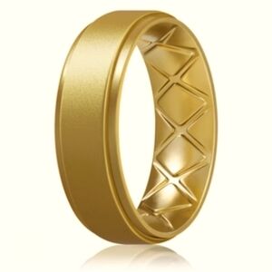 Egnaro Gold Silicone Wedding Band Everyday Ring, Size 13